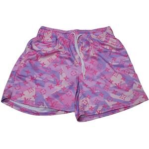 Mr Remade Shorts Mens Large LV Luxury Designer Monogram Logo Print Pink Purple